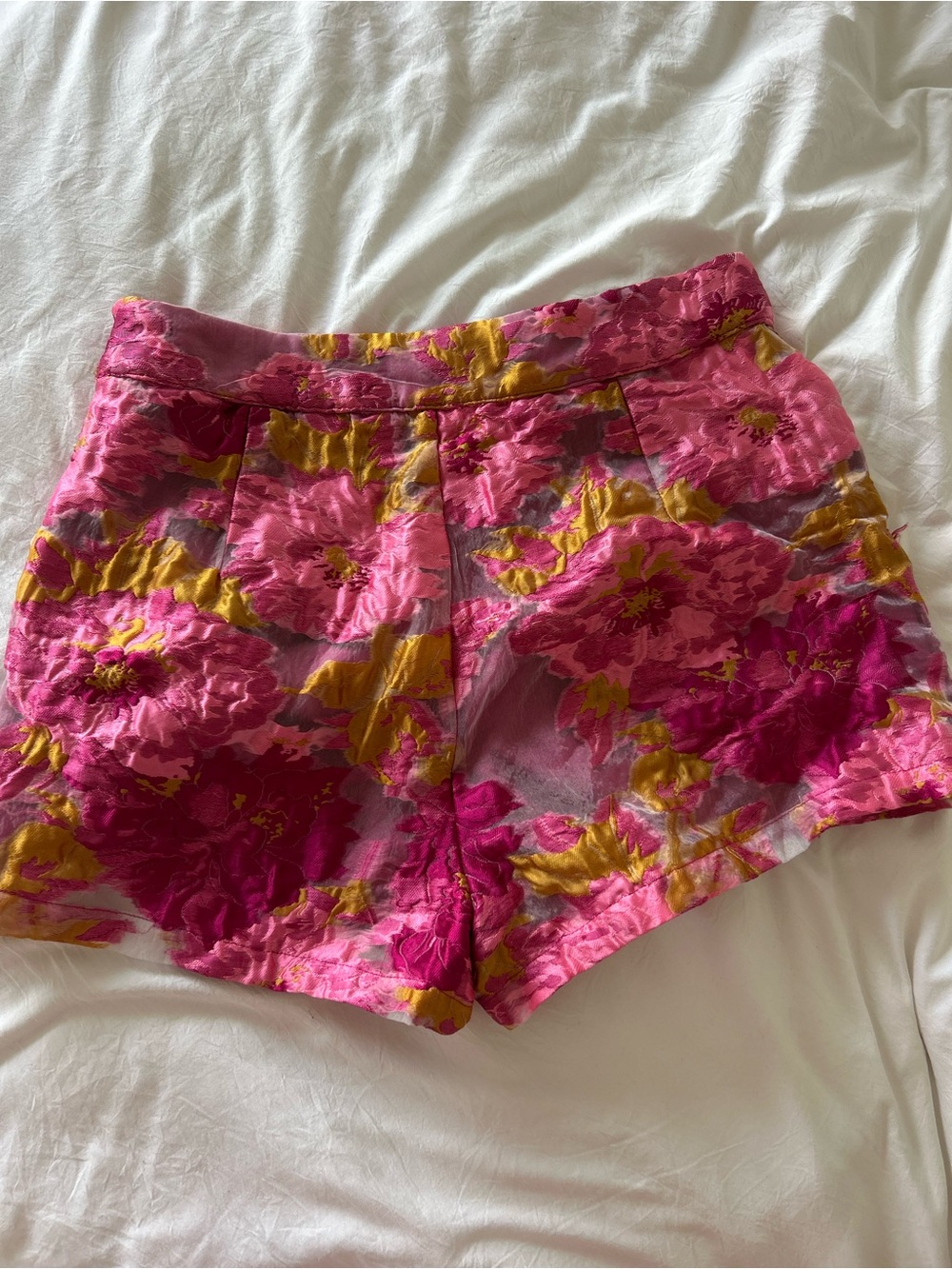 Floral Pink High-Rise Women's Shorts - Picture 2 of 2
